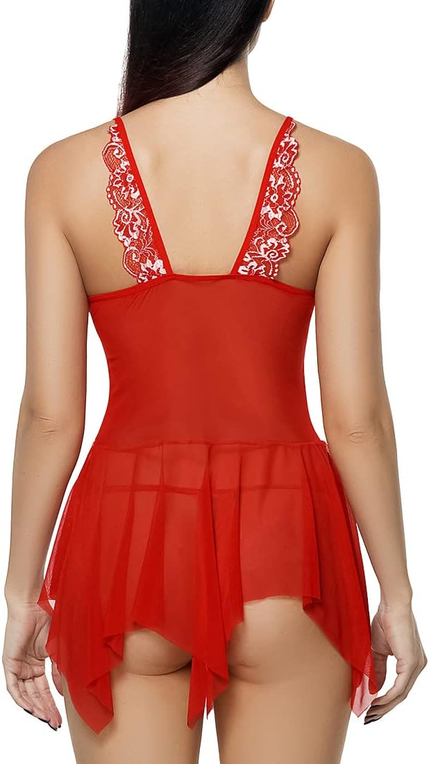 Charmnight Womens Sexy Lingerie Lace Babydoll Set Open Front Style Nightwear Str image 4