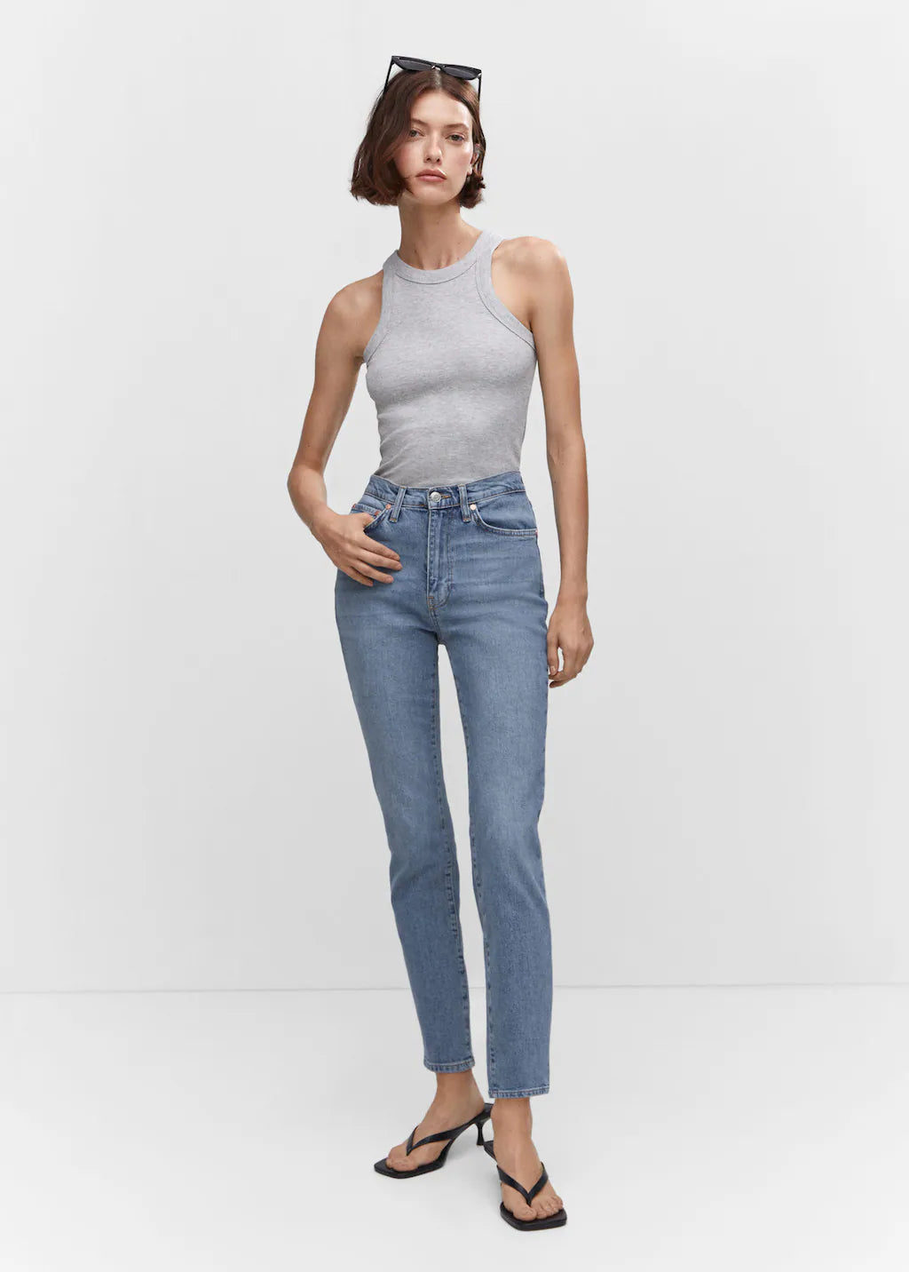 MNG Mid Waist Slim Comfort Cropped Jeans, Size 8 image 1