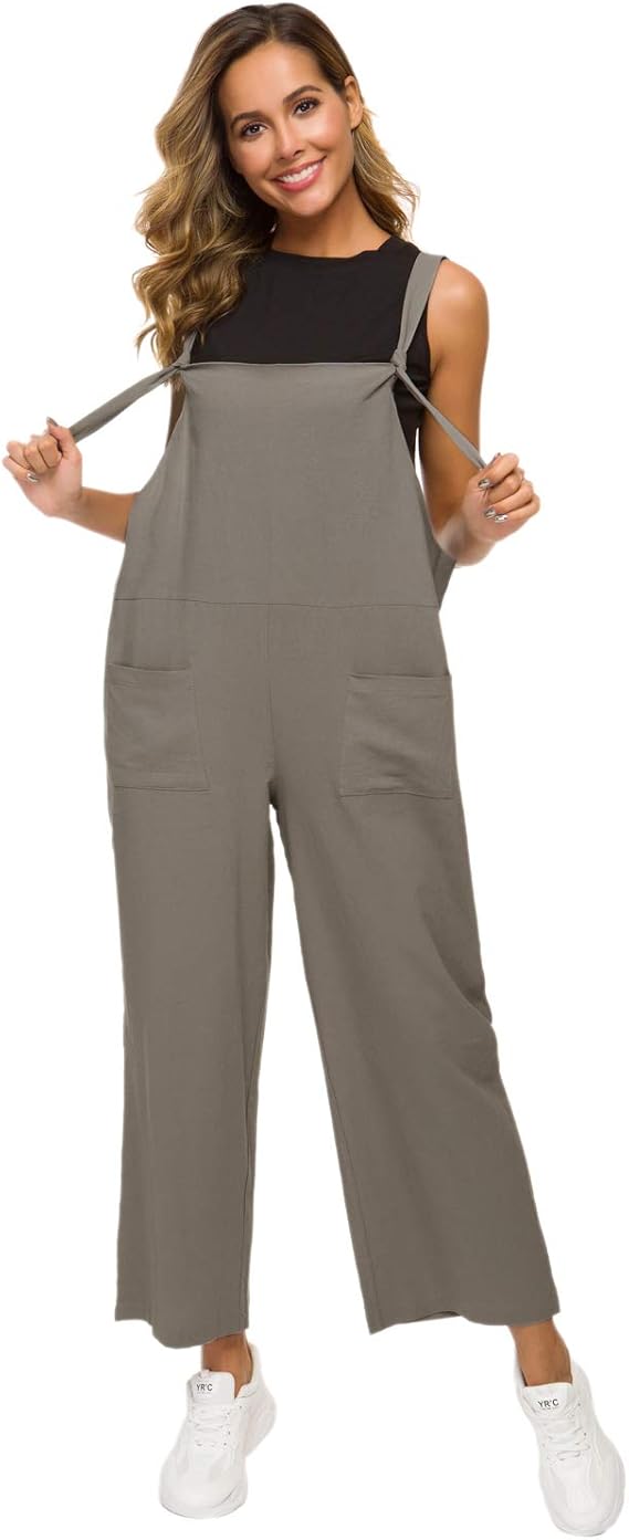 MINTLIMIT Cotton Linen Overall Loose Strap Sleeveless Long Baggy Playsuit Jumpsu image 1