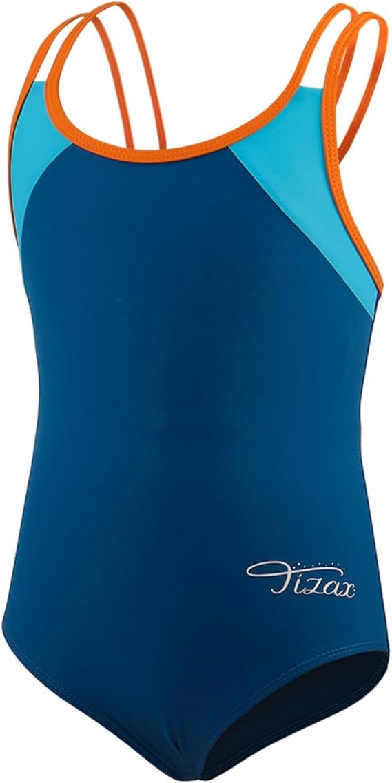 IZAX Girls One Piece Swimsuit UPF 50+ Solid Cross Back Multi Straps Swimwear Qui image 1