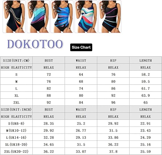 Dokotoo Women's High Waist One-Piece Swimsuit, 85%Polyester+15%Elastane, Tummy C image 8