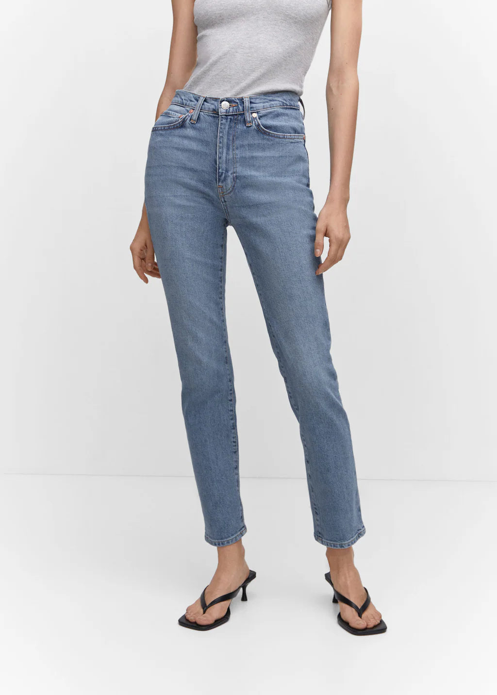 MNG Mid Waist Slim Comfort Cropped Jeans, Size 8 image 0