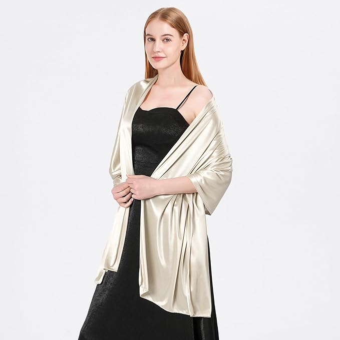 heekpek Ladies Satin Scarf Wedding Shawls and Wraps Womens Silky Scarf Lightweig image 3
