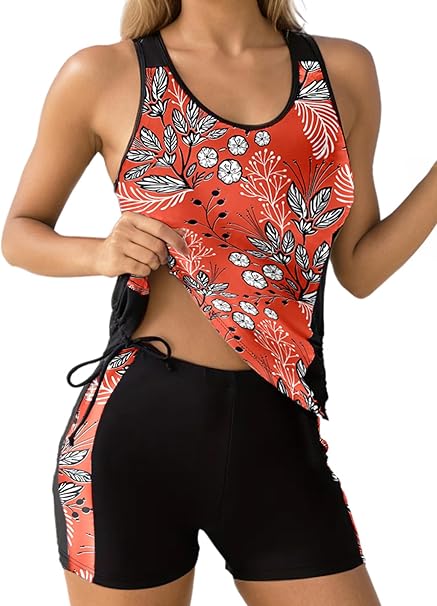 Dokotoo Women's Tankini Sets Two Piece Tops with Shorts Swimsuits for Women Bath image 1