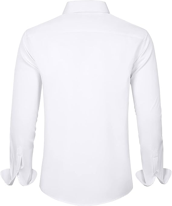 Men's Long Sleeve Plain Stretch Dress Shirt Casual Non Iron Business Formal image 0