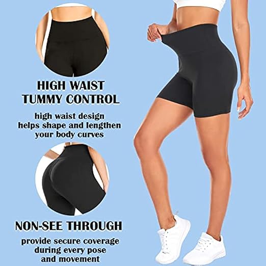 BLONGW 3Pcs Cycling Shorts Women High Waisted Buttery Soft Biker Shorts Tummy Co image 1