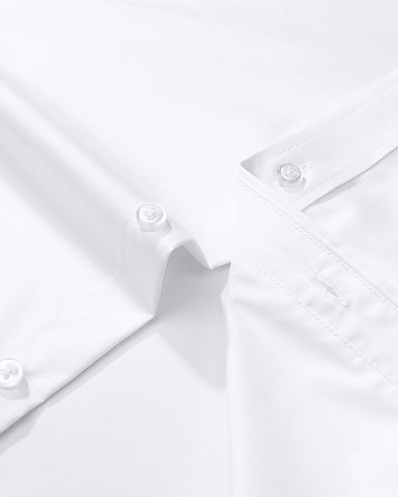 Men's Long Sleeve Plain Stretch Dress Shirt Casual Non Iron Business Formal image 3