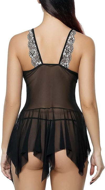 Charmnight Womens Sexy Lingerie Lace Babydoll Set Open Front Style Nightwear Str image 5