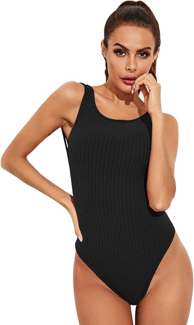 KOEMCY Bodysuit for Women Sexy Sleeveless Backless Bodysuit Slim Fit Stretchy Le image 1