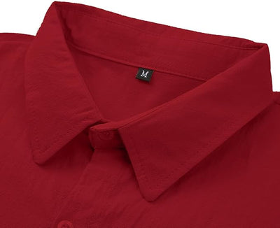 VANVENE Mens Linen Shirts Cotton Short Sleeved Shirts Regular Fit Casual Summer image 0