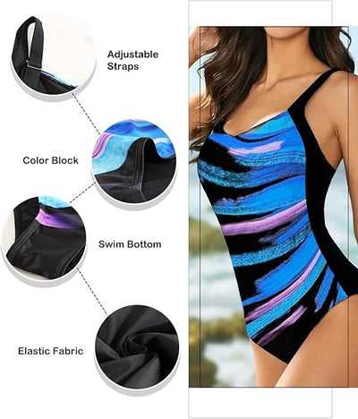 Dokotoo Women's High Waist One-Piece Swimsuit, 85%Polyester+15%Elastane, Tummy C image 6