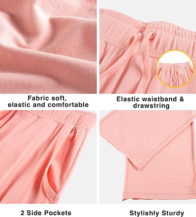 LAPASA Women's straight Pajame Pants, Sleepwear Trousers with DrawstringPurple image 4