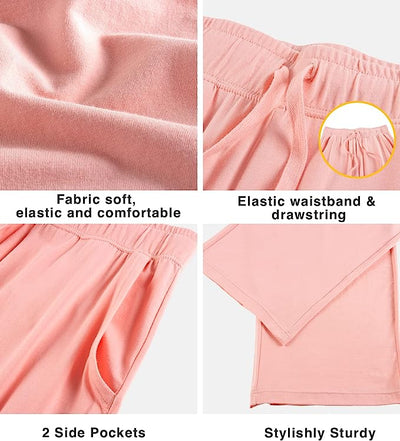 LAPASA Women's straight Pajame Pants, Sleepwear Trousers with DrawstringPurple image 4