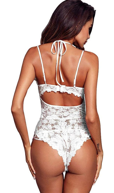 Beelu Sexy Lingerie Bodysuit for Women - One Piece Lace Teddy Halter Mini Babydo image 2
