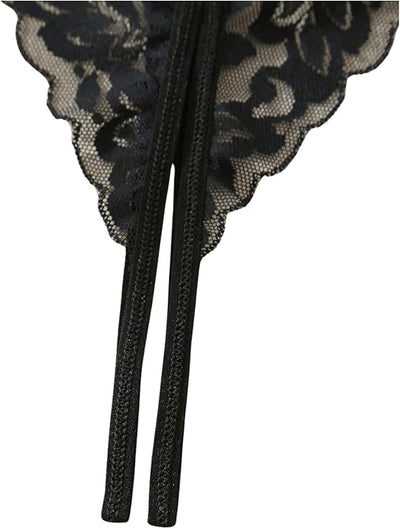 GORGLITTER Women's Lace Halter Bralette and Crotchless Thong Bra and Panty 2 Pie image 1