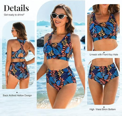 JASAMBAC Bikini Sets for Women 2 Piece Flattering Swimsuit Soft Bikini Tops & Hi image 1