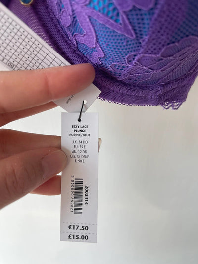 Ann Summers Plunge Bra Purple/Blue image 1