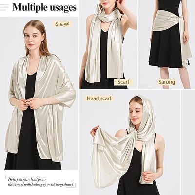 heekpek Ladies Satin Scarf Wedding Shawls and Wraps Womens Silky Scarf Lightweig image 0