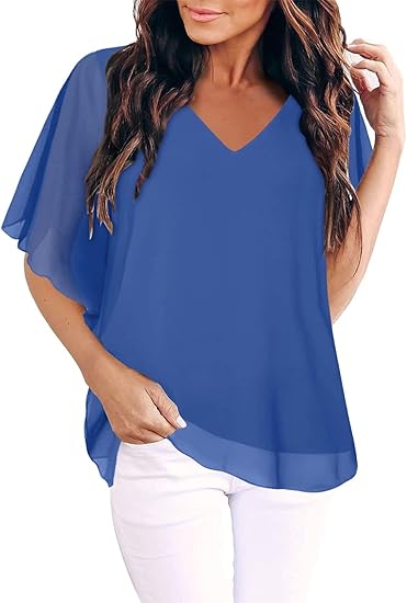Magritta Women Summer Tops Short Sleeve V Neck Shirt Fashion Loose T-Shirt Blous image 0