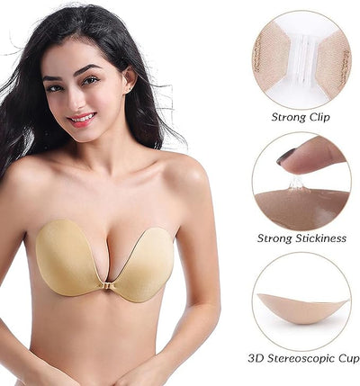 Strapless Bra Backless Adhesive Silicone Stick-on Seamless Push-up Invisible Bra image 0