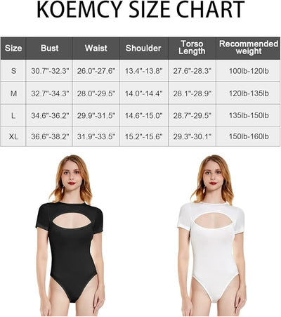 KOEMCY Bodysuit for Women Sexy Cutout Front T Shirt Women's Shaping Bodysuit Sli image 2