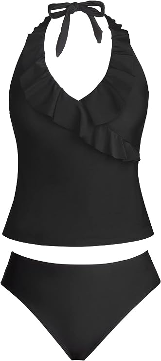 CUPSHE Women Tankini, Black Size 8 image 3