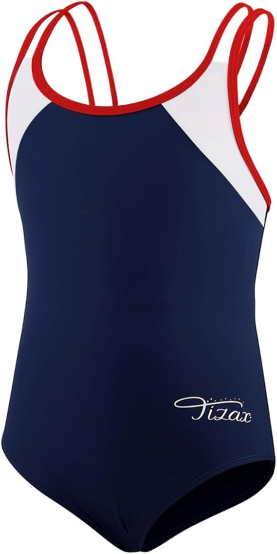 IZAX Girls One Piece Swimsuit UPF 50+ Solid Cross Back Multi Straps Swimwear Qui image 0