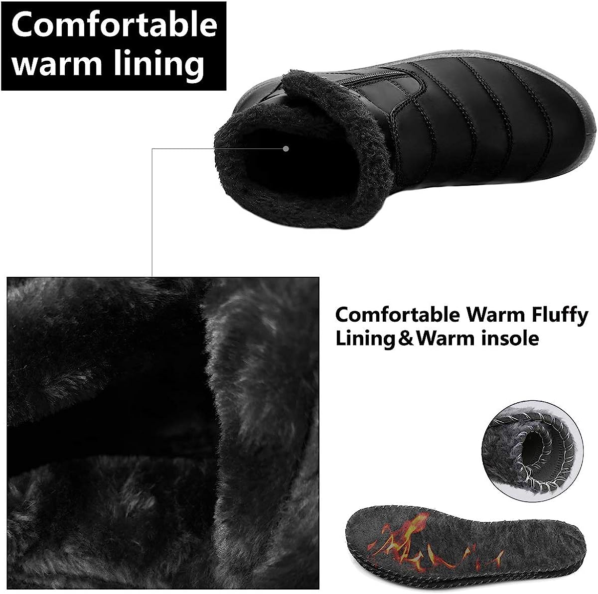 JOINFREE Ladies Winter Boots Women Boots Snow Boots Flat Ankle Boots Short Boots image 2