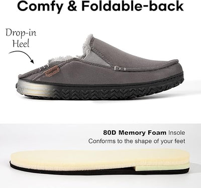 LongBay Men's Microsuede Moccasin Slippers with Non Slip Rubber Sole Memory Foam image 0