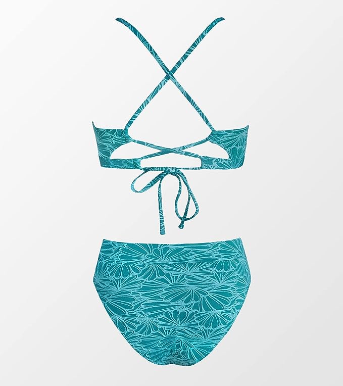 CUPSHE Women Bikini Set High Waisted Criss Cross Swimsuit image 2