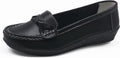 Women's Flats Casual Leather Loafer Black Ladies Slip-On Flat Shoes for Women Wo