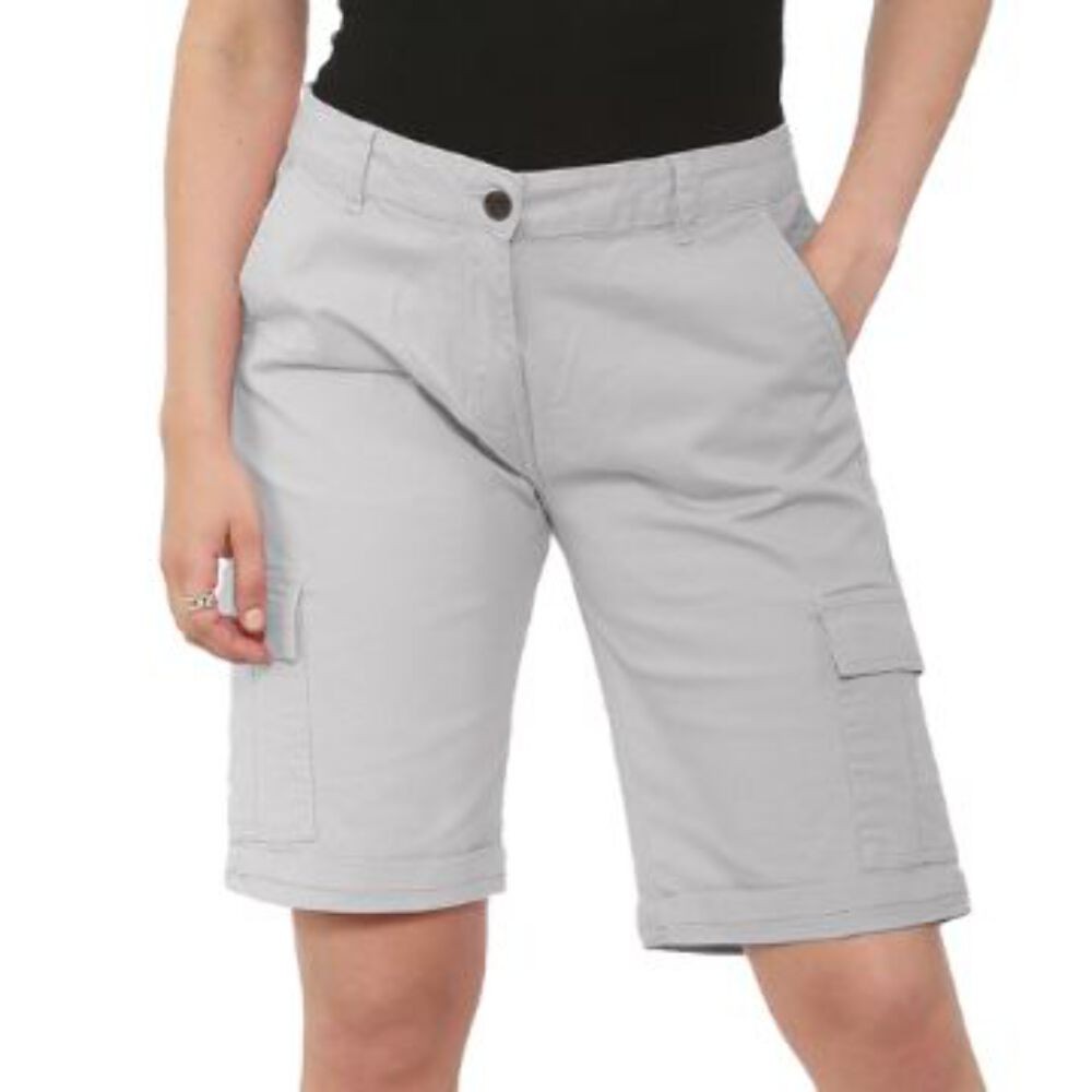 NOROZE Women's Stretch Cargo Shorts - Ladies Turned Hem Bengaline Casual Everyda