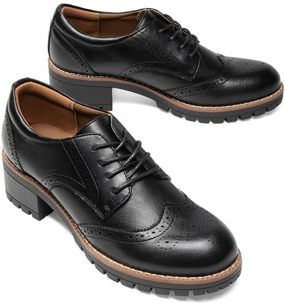 DREAM PAIRS Women's Classic Oxfords Heels T-Strap Dress Shoes