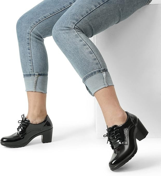 DREAM PAIRS Women's Oxford Heels Pointed Toe High Chunky Brogues Mary Jane Shoes