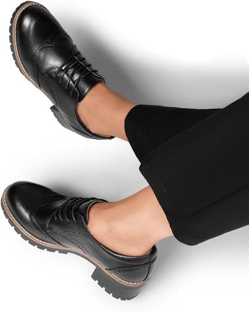 DREAM PAIRS Women's Classic Oxfords Heels T-Strap Dress Shoes