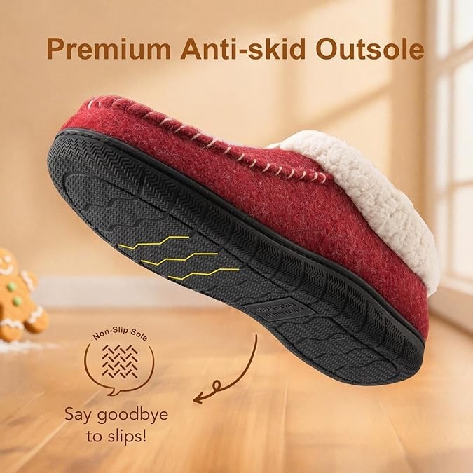 VeraCosy Women's Moccasin Slippers Warm Comfy Faux Wool Memory Foam Indoor House