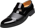 Mens Leather Luxury Dress Shoes, Ventilation Pointed Toe Business Patent Leathe
