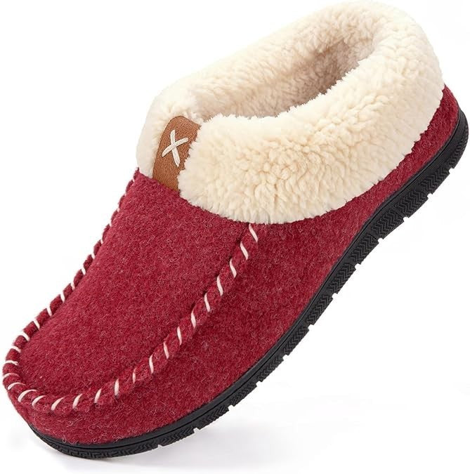 VeraCosy Women's Moccasin Slippers Warm Comfy Faux Wool Memory Foam Indoor House