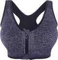 Women's Zip Front Sports Bra Push Up Padded Non-Wired Yoga Gym Soft Comfy Bras