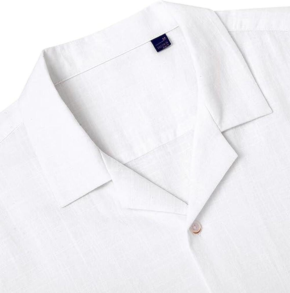 siliteelon Mens Linen Shirts Short Sleeve Regualr Fit Cotton Summer Casual Beach