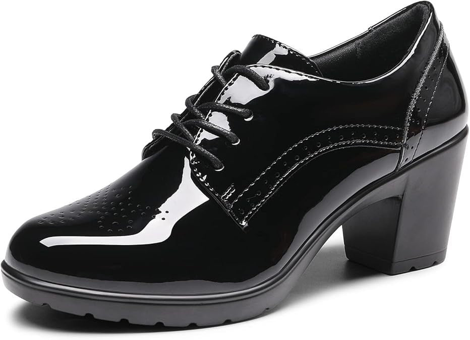 DREAM PAIRS Women's Oxford Heels Pointed Toe High Chunky Brogues Mary Jane Shoes