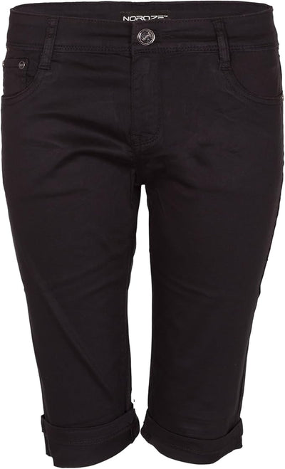 NOROZE Women's Cotton Knee-Length Chino Capri Cargo Bermuda Bengaline Ladies Shorts Casual Summer Classic Pants