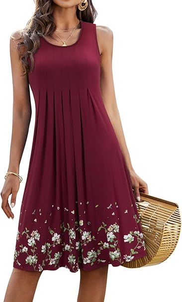 KILIG Summer Dresses for Women UK Casual Sundress Ladies Sleeveless Tank Dress Midi Floral Beach Cover Ups