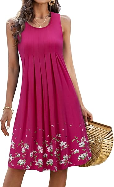 KILIG Summer Dresses for Women UK Casual Sundress Ladies Sleeveless Tank Dress Midi Floral Beach Cover Ups