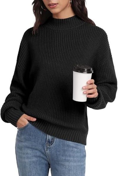 PrinStory Women'S Cropped Turtleneck Jumper Long Sleeve Sweater Ribbed Knit Pullover Sweater Jumper