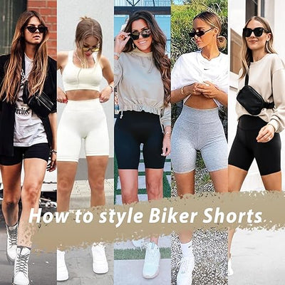 BLONGW 3Pcs Cycling Shorts Women High Waisted Buttery Soft Biker Shorts Tummy Co image 2
