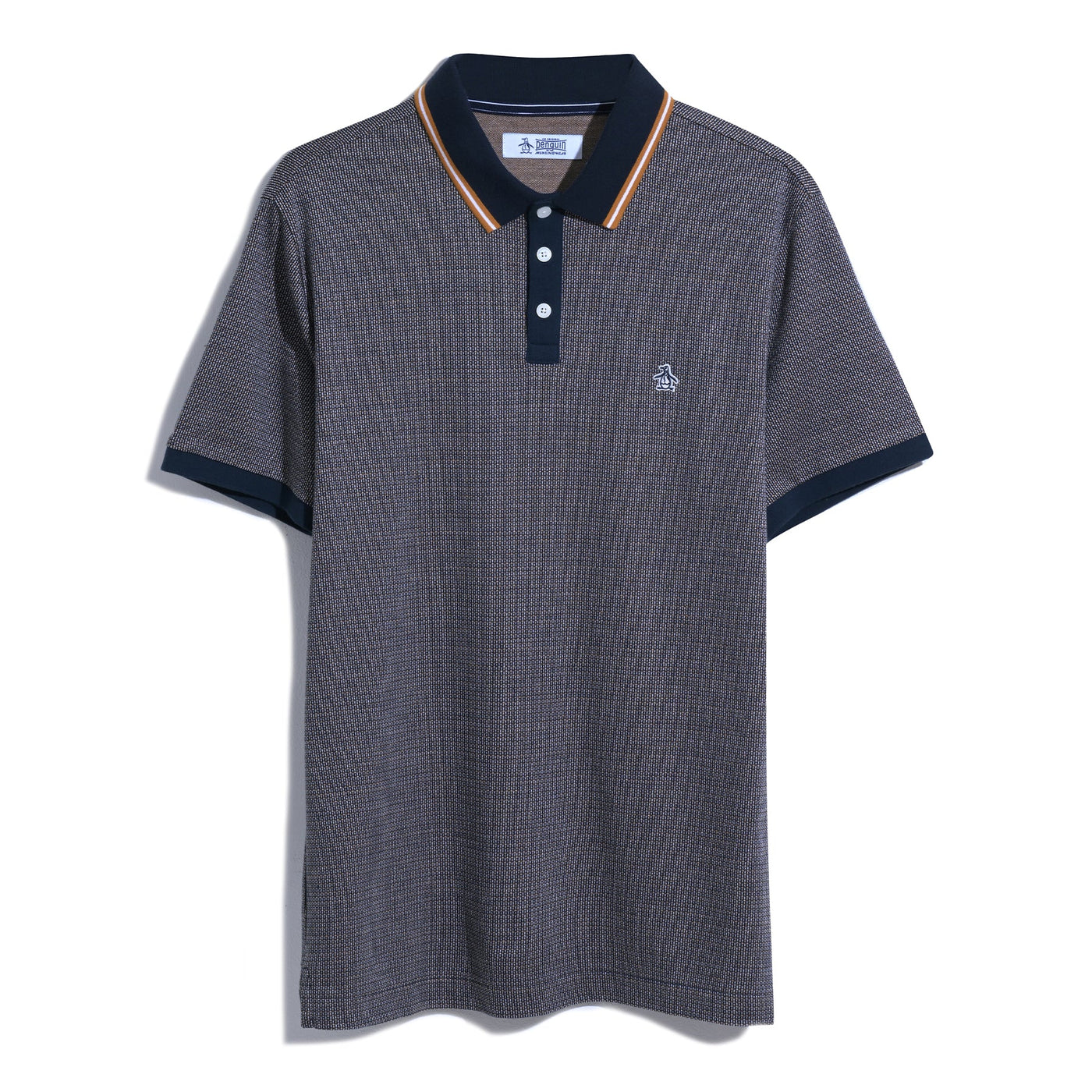 Jacquard Polo Shirt With Tipping In Dark Sapphire image 2