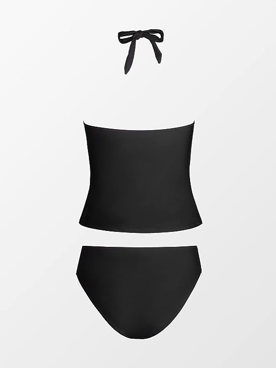 CUPSHE Women Tankini, Black Size 8 image 2