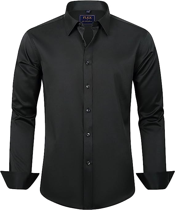 Men's Long Sleeve Plain Stretch Dress Shirt Casual Non Iron Business Formal image 6