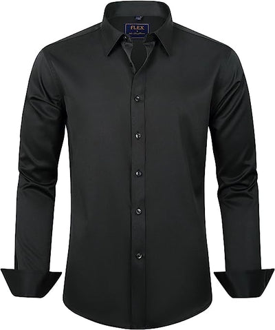 Men's Long Sleeve Plain Stretch Dress Shirt Casual Non Iron Business Formal image 6